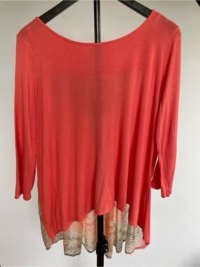Apt. 9 Coral Mixed Print Snakeskin Tunic Top Size Large